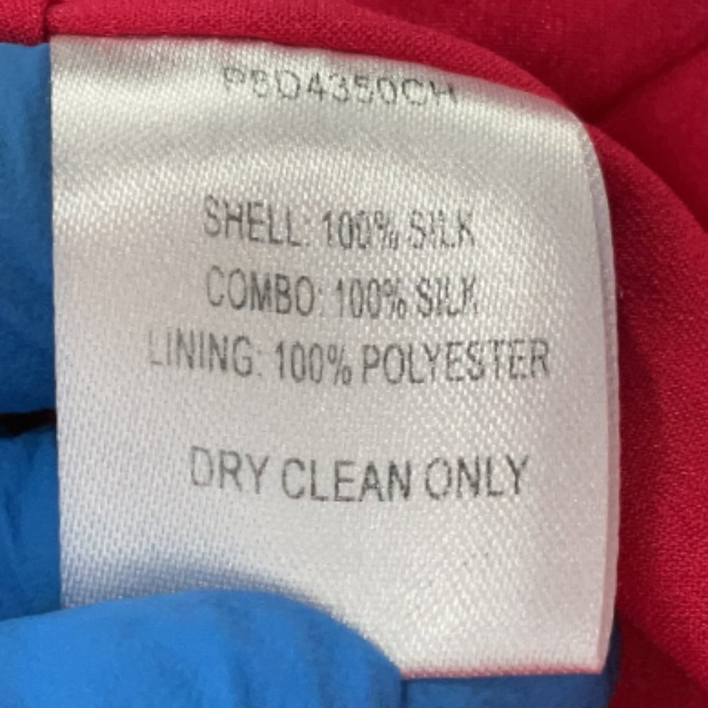 Parker Midi Dress Hot Pink 100% Silk Satin Ruffles - Picture 3 of 3